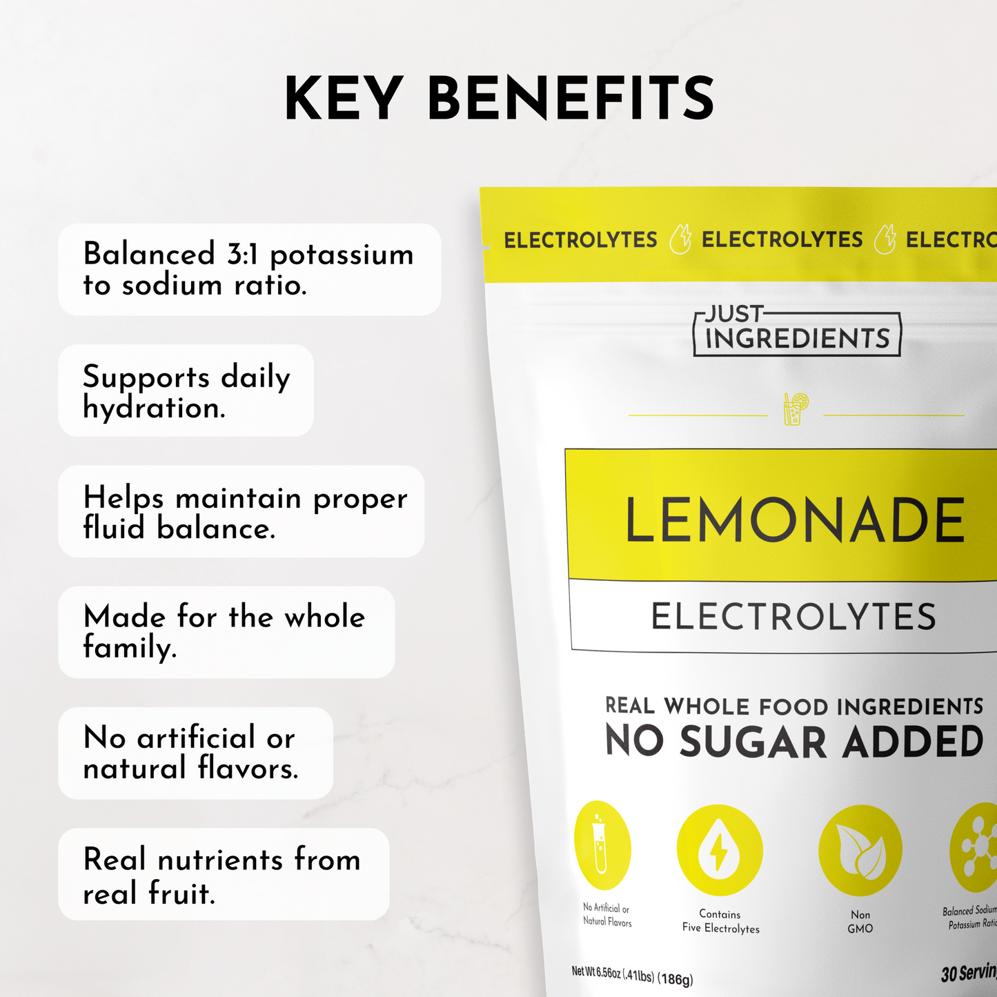 JUST INGREDIENTS Electrolytes — 10-Stick Variety Pack | Hydration Powder | Portable Drink Mix Packets